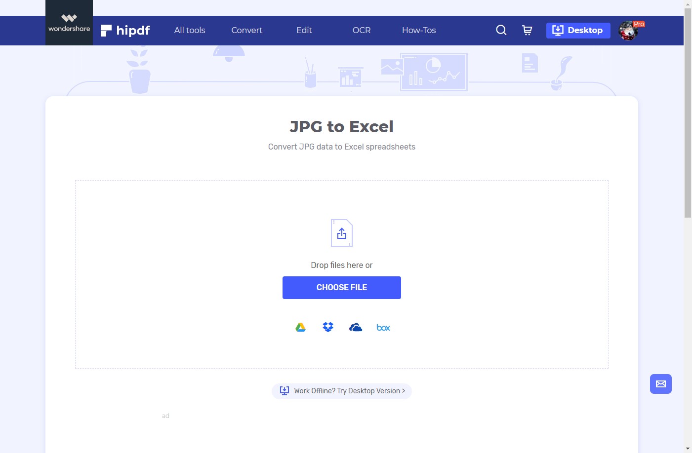 hipdf jpg to excel converter