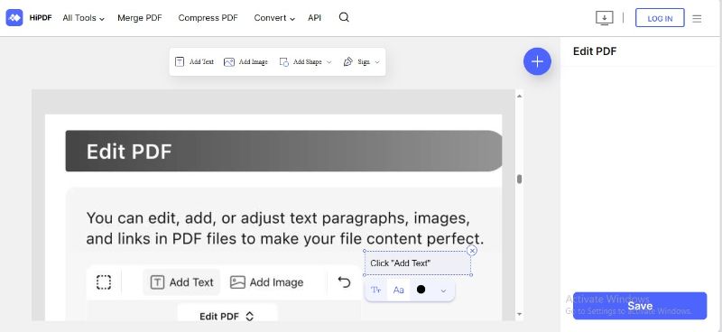 write text on pdf hidpf